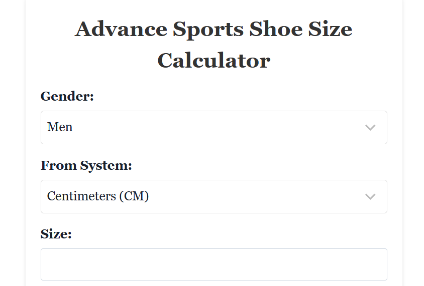 Best Sports Shoe Size Calculator