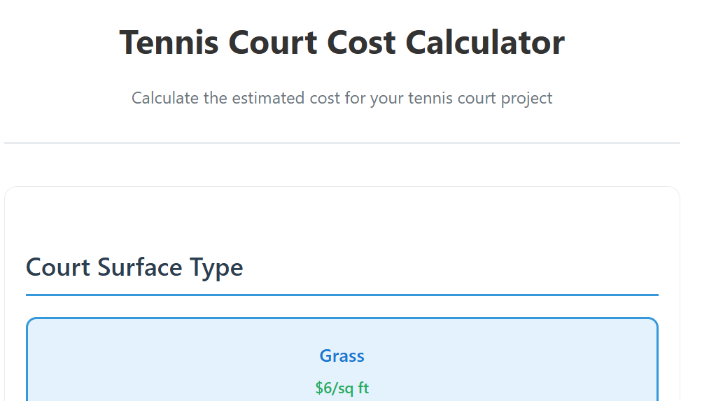 Best Tennis Court Cost Calculator: Estimate Your Cost