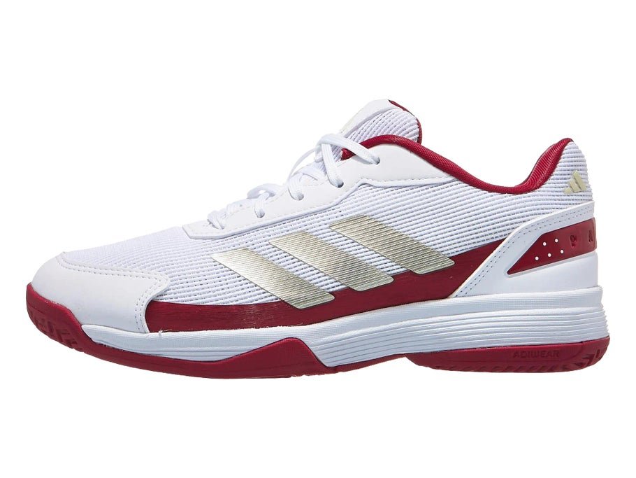 adidas Crazyquick Padel Kids junior shoe in white and red, side view