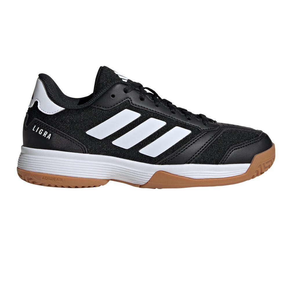 adidas Ligra 8 Kids junior indoor court shoe in black and white