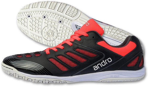 andro Cross Step 2 table tennis shoe in coral with 3D sole and ventilated upper