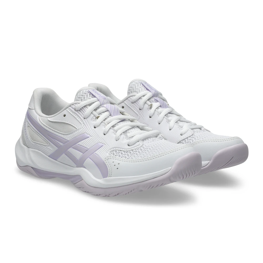 ASICS Gel-Rocket 12 women's indoor court shoes in white and dahlia