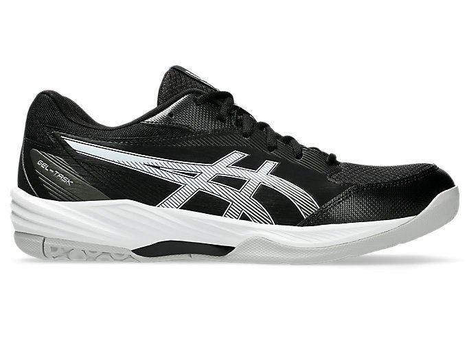 ASICS Gel-Tactic 12 men's indoor court shoe in black with TRUSSTIC midsole