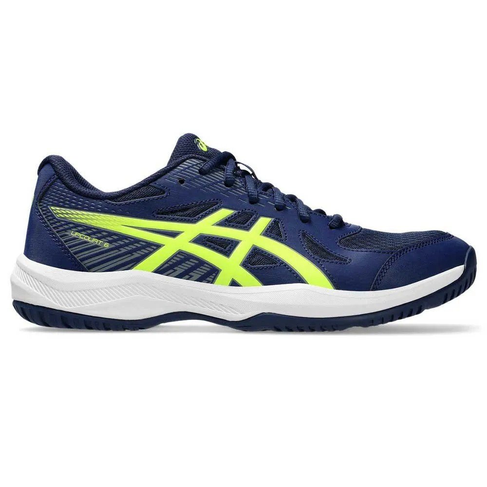 ASICS Upcourt 6 indoor court shoe with breathable mesh underlays and supportive panels