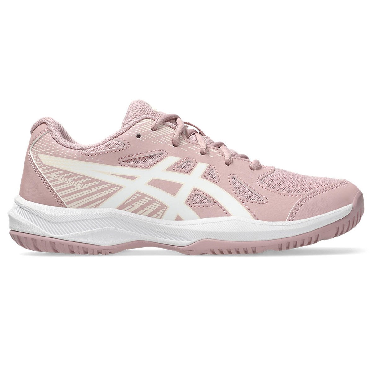 ASICS Upcourt 6 GS junior indoor court shoe in morganite and white