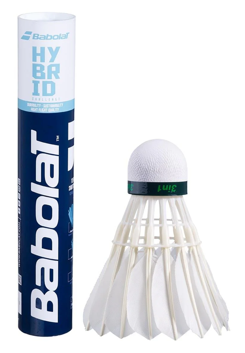 Babolat Hybrid Challenge shuttlecock with real feathers and synthetic base