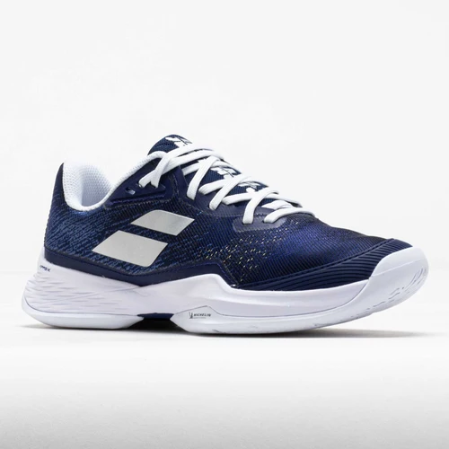 Babolat Jet Mach 3 All Court women's tennis shoe in dark blue, side view