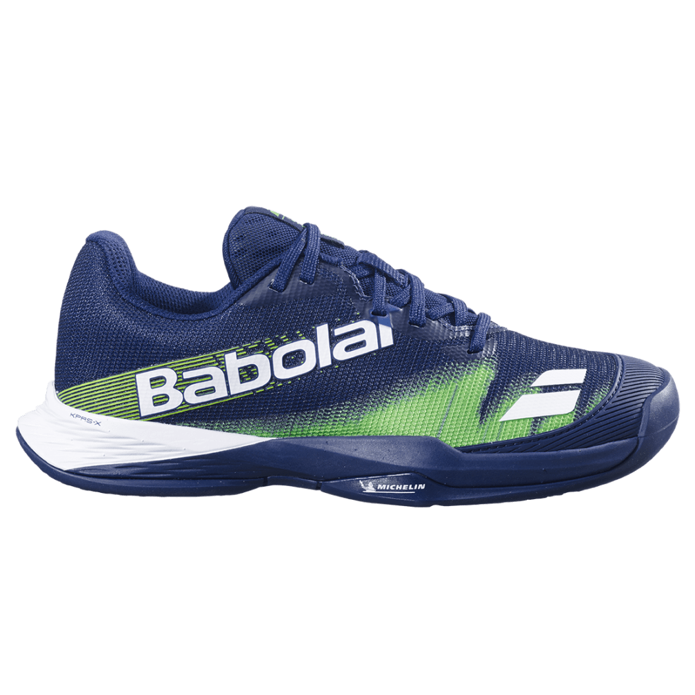 Babolat Jet Premura 2 Junior padel shoe in dark blue, side view