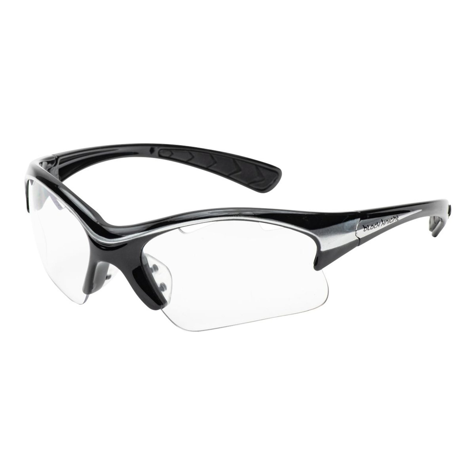 Black Knight Stiletto squash eyeguard with clear polycarbonate lens and black frame