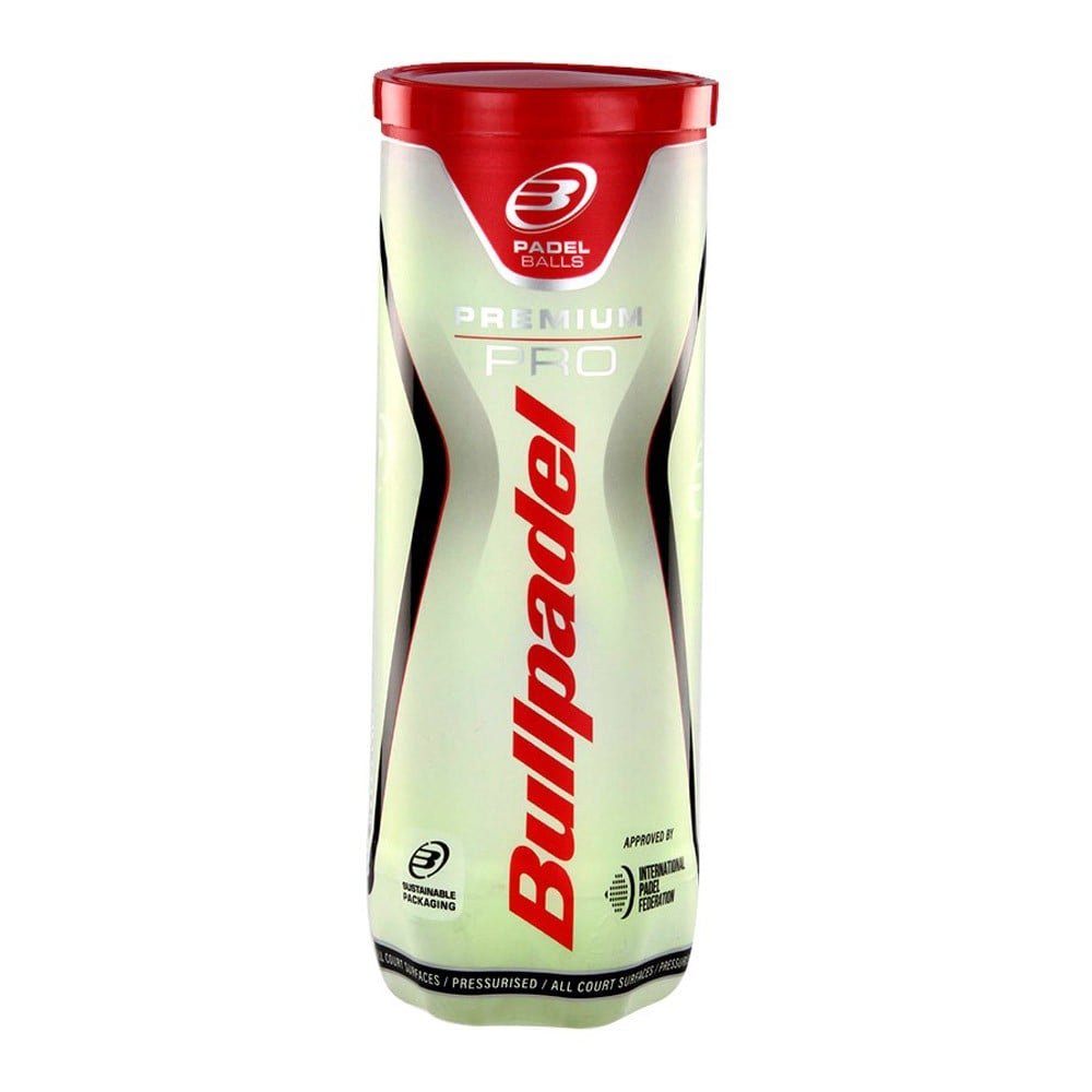 Bullpadel Premium Pro padel balls — 3-ball can with synthetic durability felt