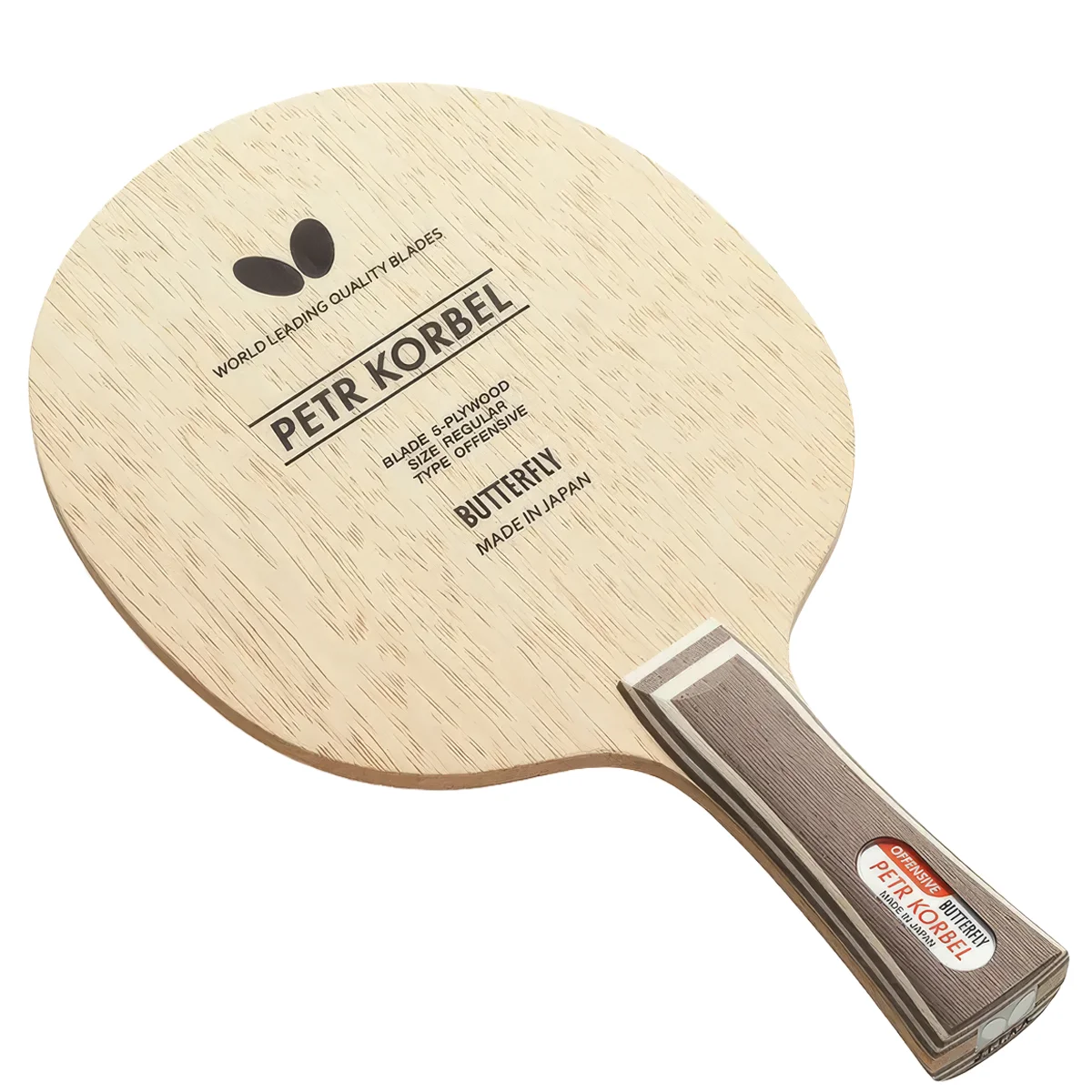 Butterfly Petr Korbel 5-ply all-wood table tennis blade made in Japan with flared handle