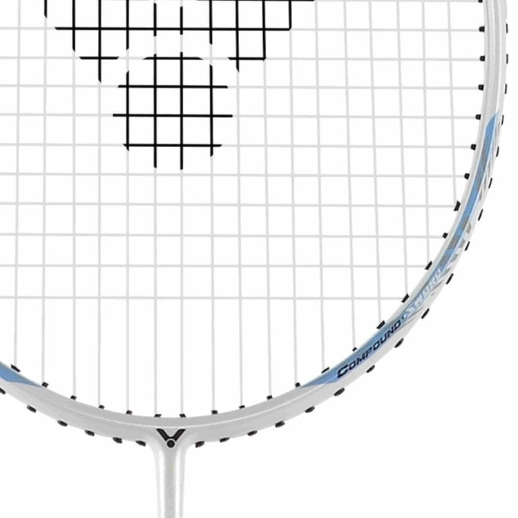 Victor Auraspeed 9 badminton racket side view showing the sword-edge speed frame