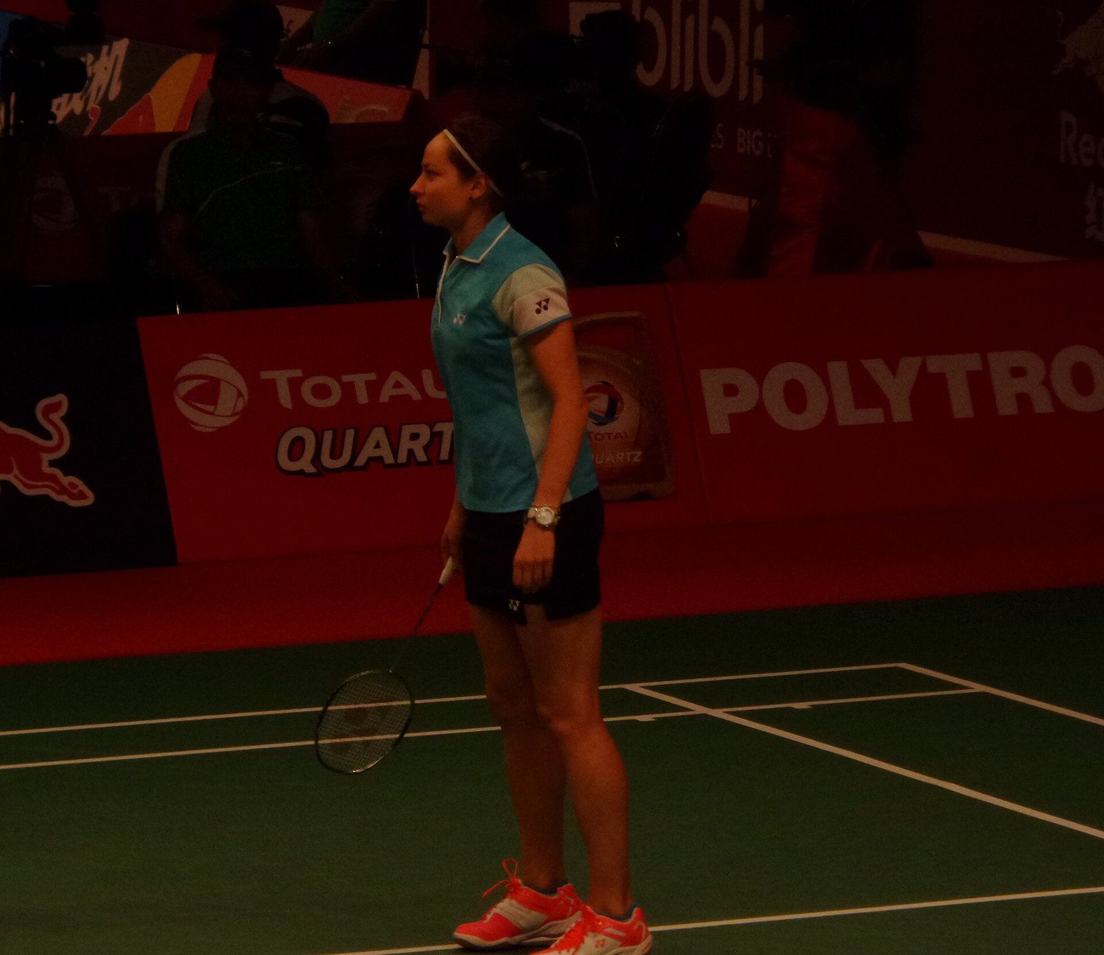A player competing in tournament badminton at the BWF World Championships