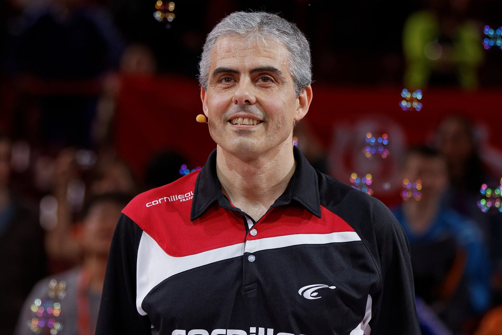 Gatien and Saive, two of the game's long-career stars, playing at the Mondial Ping tournament