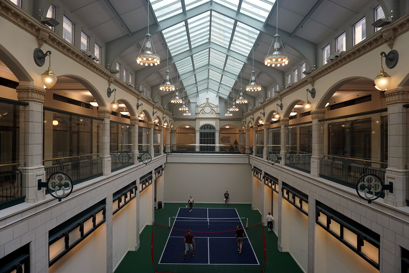 Indoor pickleball courts during competitive match play
