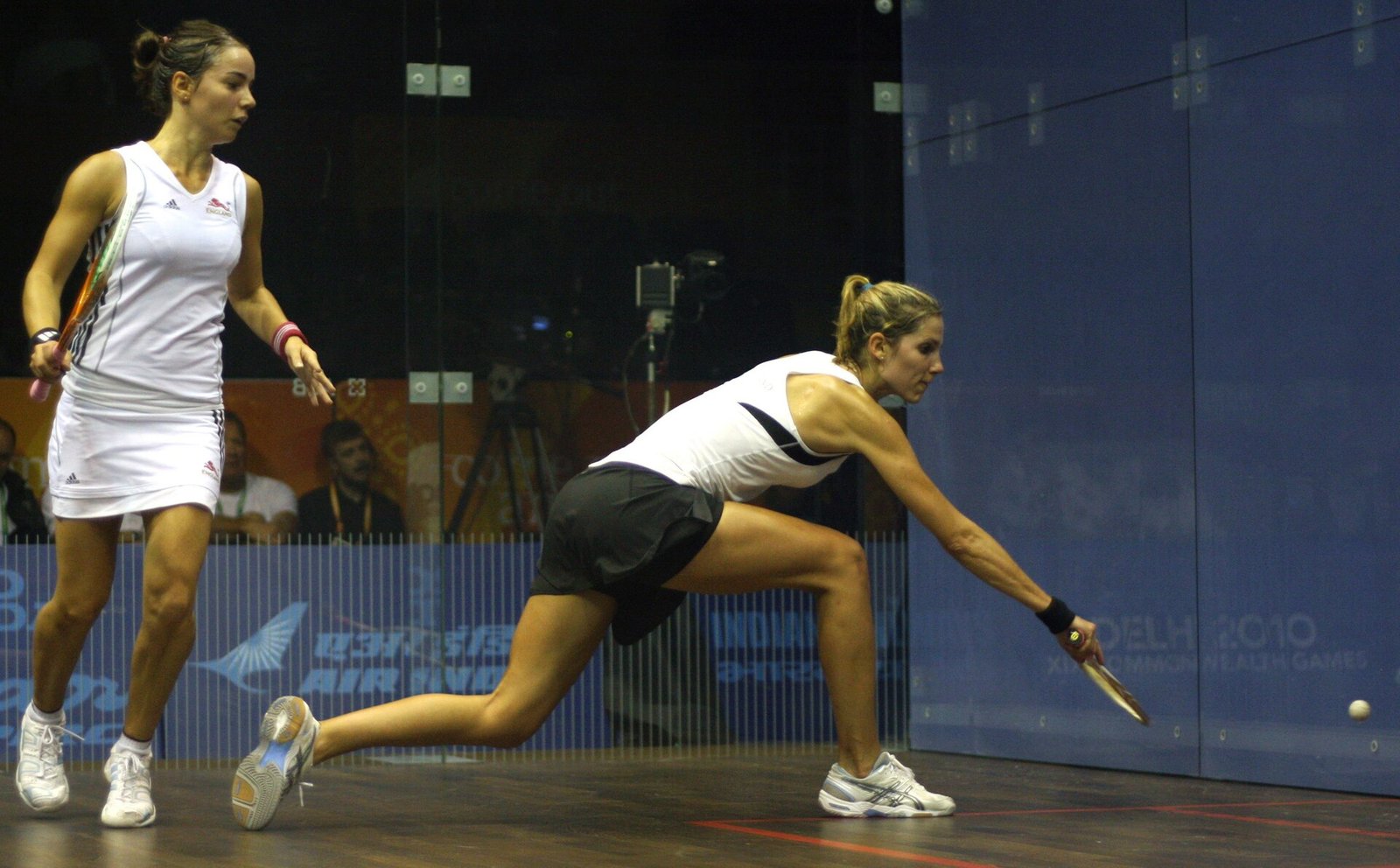 Women's squash match action at the Commonwealth Games in Delhi
