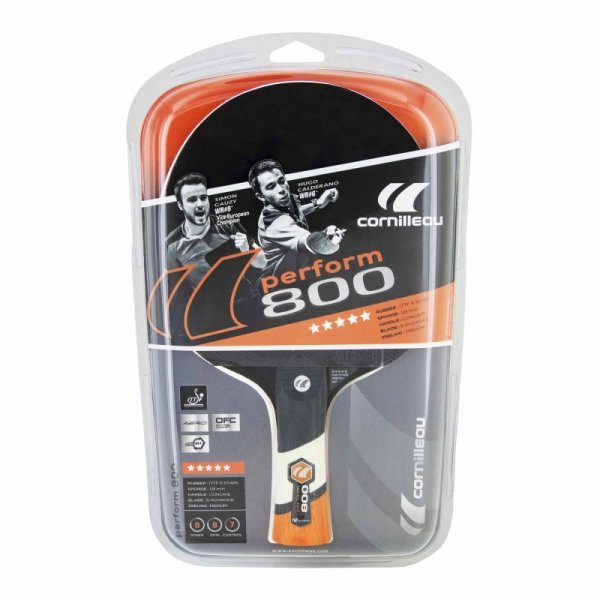 Cornilleau Perform 800 indoor table tennis bat with 5-star ITTF-approved rubber and concave handle