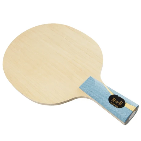 DHS Hurricane Long 5 table tennis blade with pale Limba face and blue flared handle