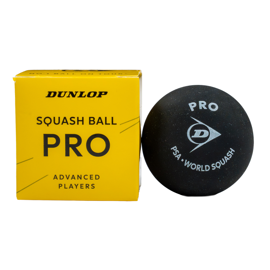 Dunlop Pro squash ball — single ball pack of the double yellow dot official WSF and PSA competition ball