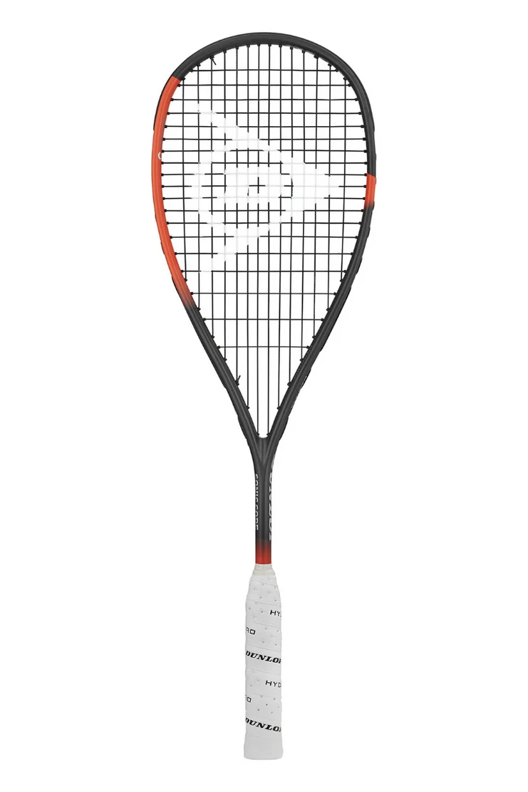 Dunlop Sonic Core Revelation Pro Lite squash racket in black and orange — 125 g lightweight frame