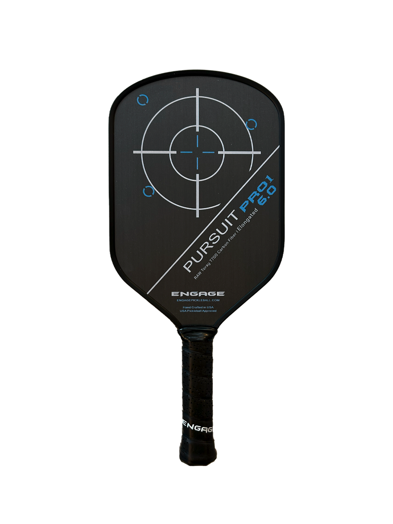 Engage Pursuit Pro1 6.0 Elongated pickleball paddle with raw Toray T700 carbon fiber face
