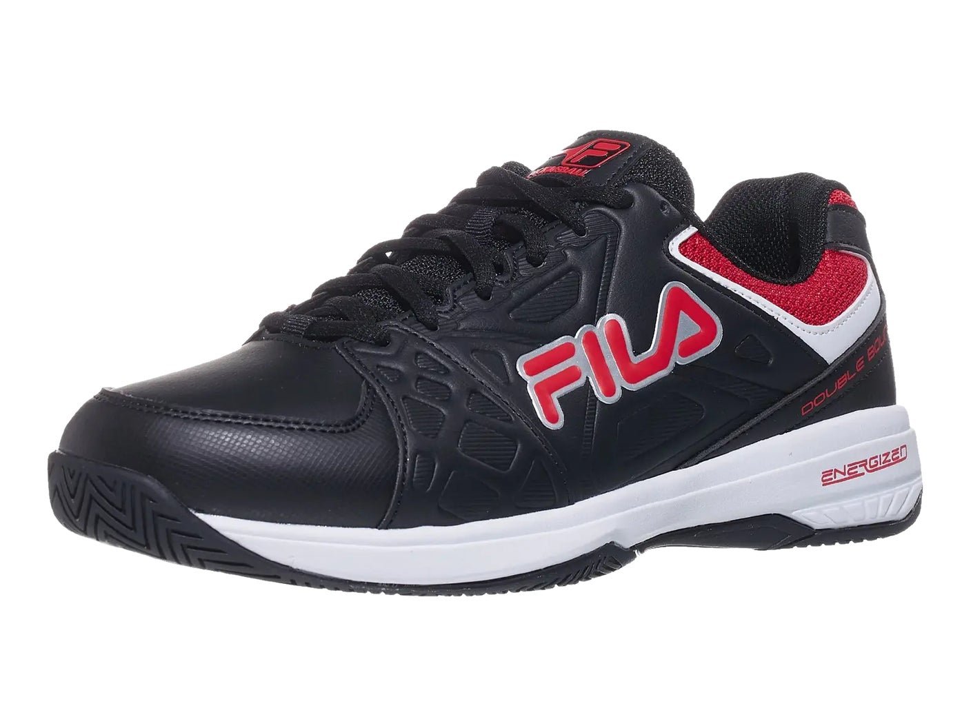 FILA Double Bounce 3 pickleball shoe in black red and white