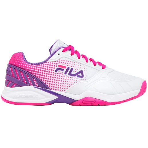 FILA Volley Zone women's pickleball shoe in White and Pink, side view