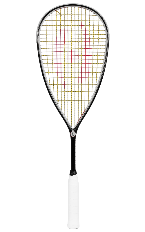 Harrow Storm 145 squash racket in black, grey and red — head-heavy durable frame