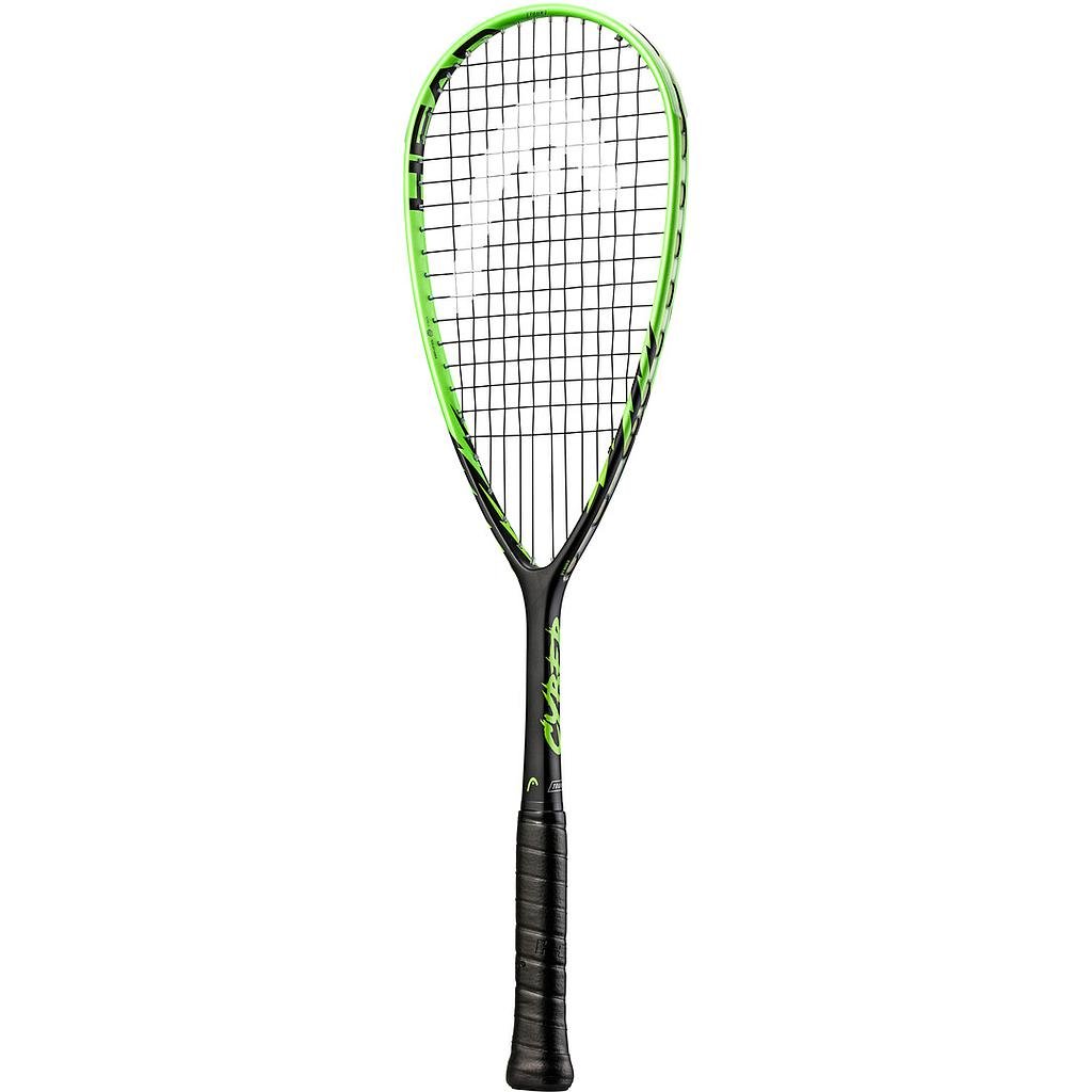 HEAD Cyber Tour squash racket — head-heavy teardrop power frame in a bold graphic