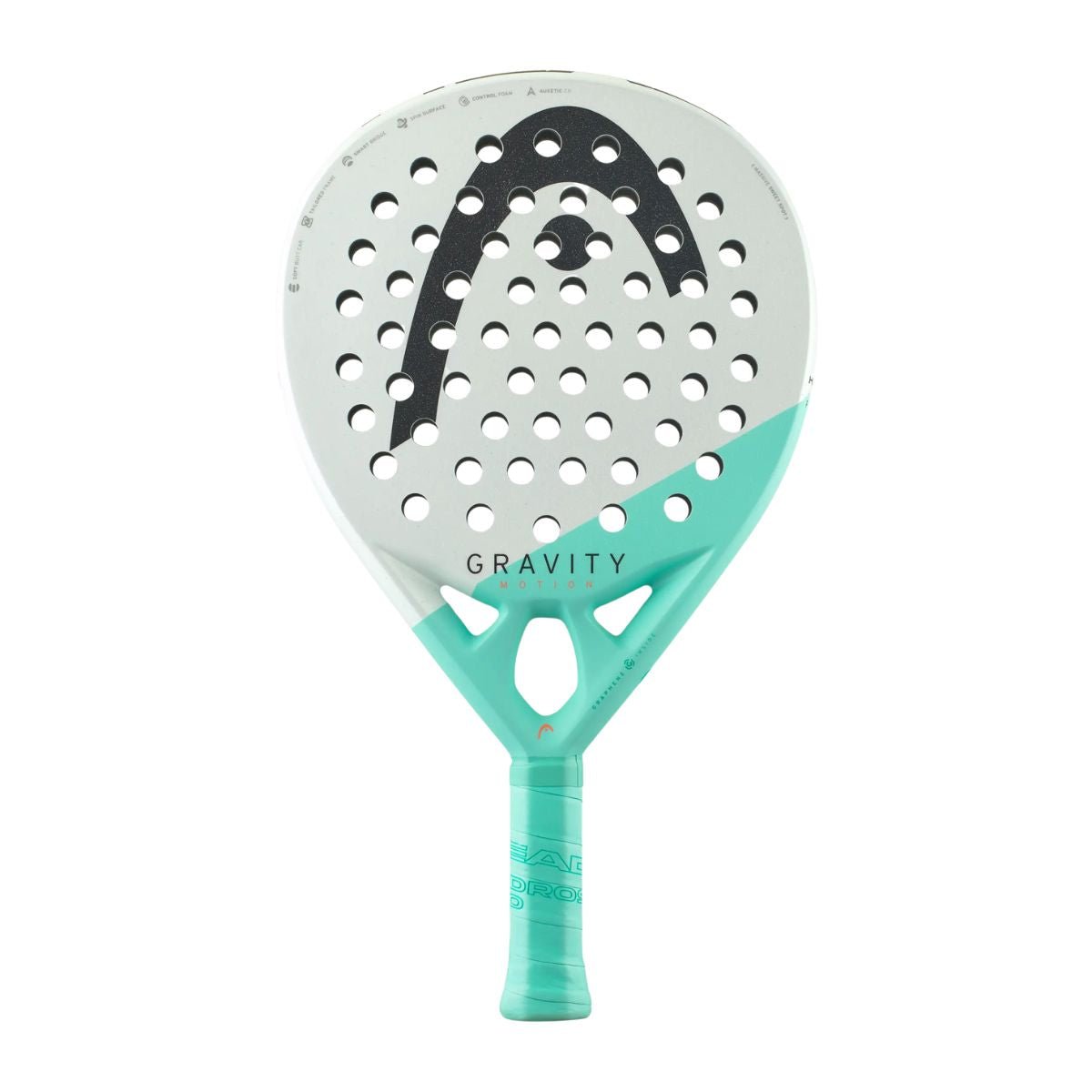 Head Gravity Motion 2024 padel racket in white and mint with round shape