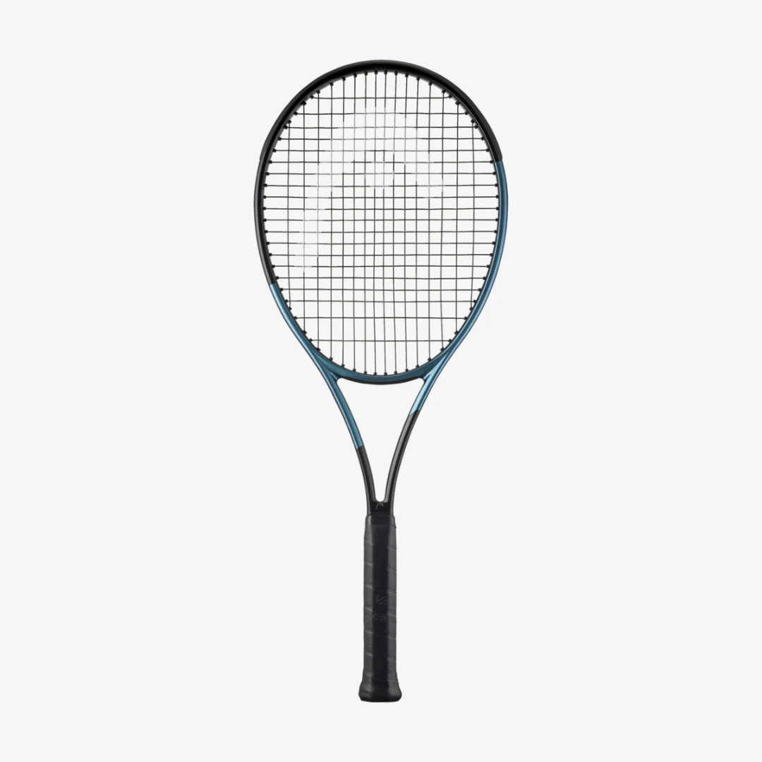 HEAD Gravity MP L 2025 tennis racket with black and blue flip design