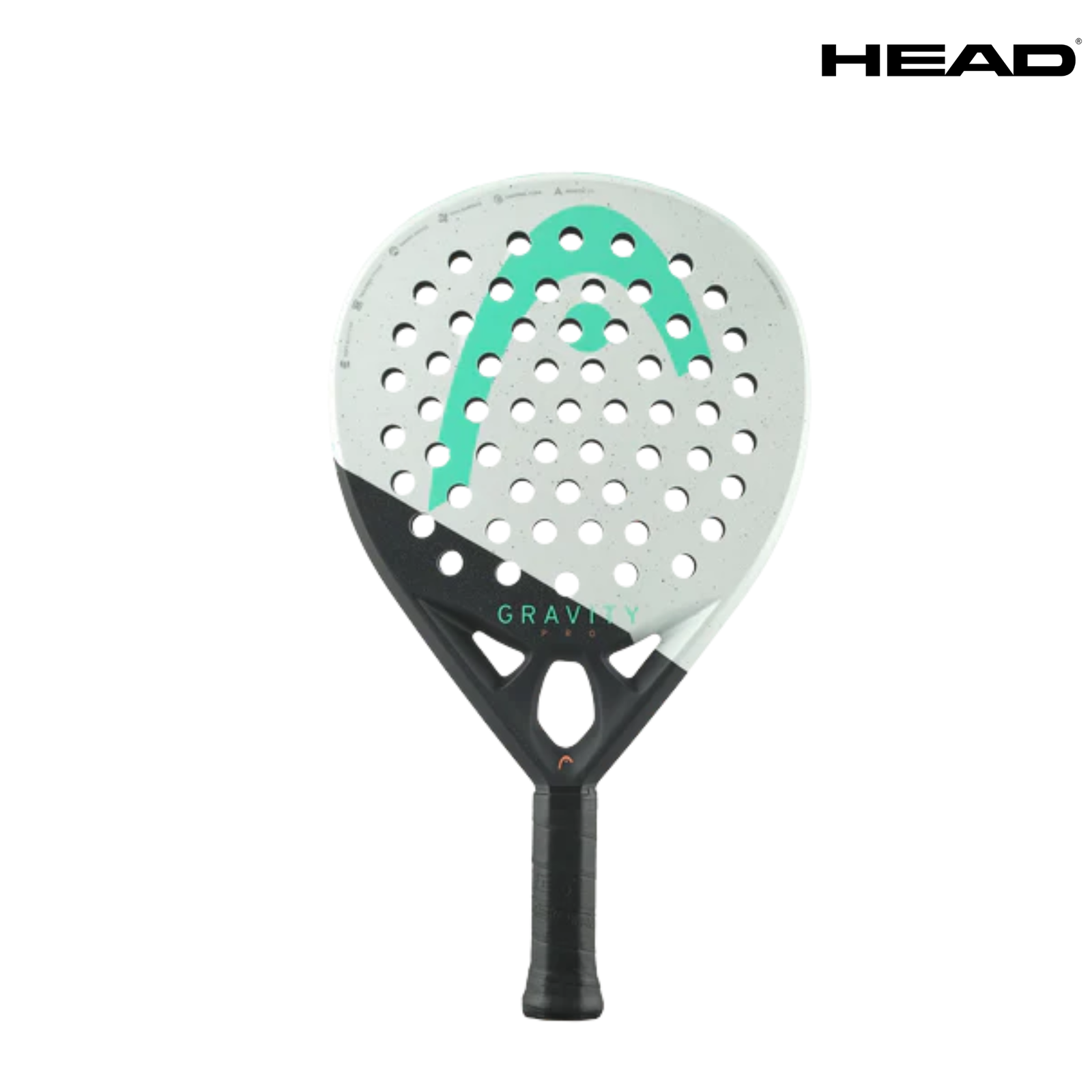 Head Gravity Pro 2024 padel racket in white and mint flip design with round shape