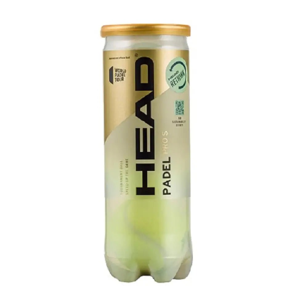 HEAD Padel Pro S pressurised padel balls — 3-ball can of the fast match ball