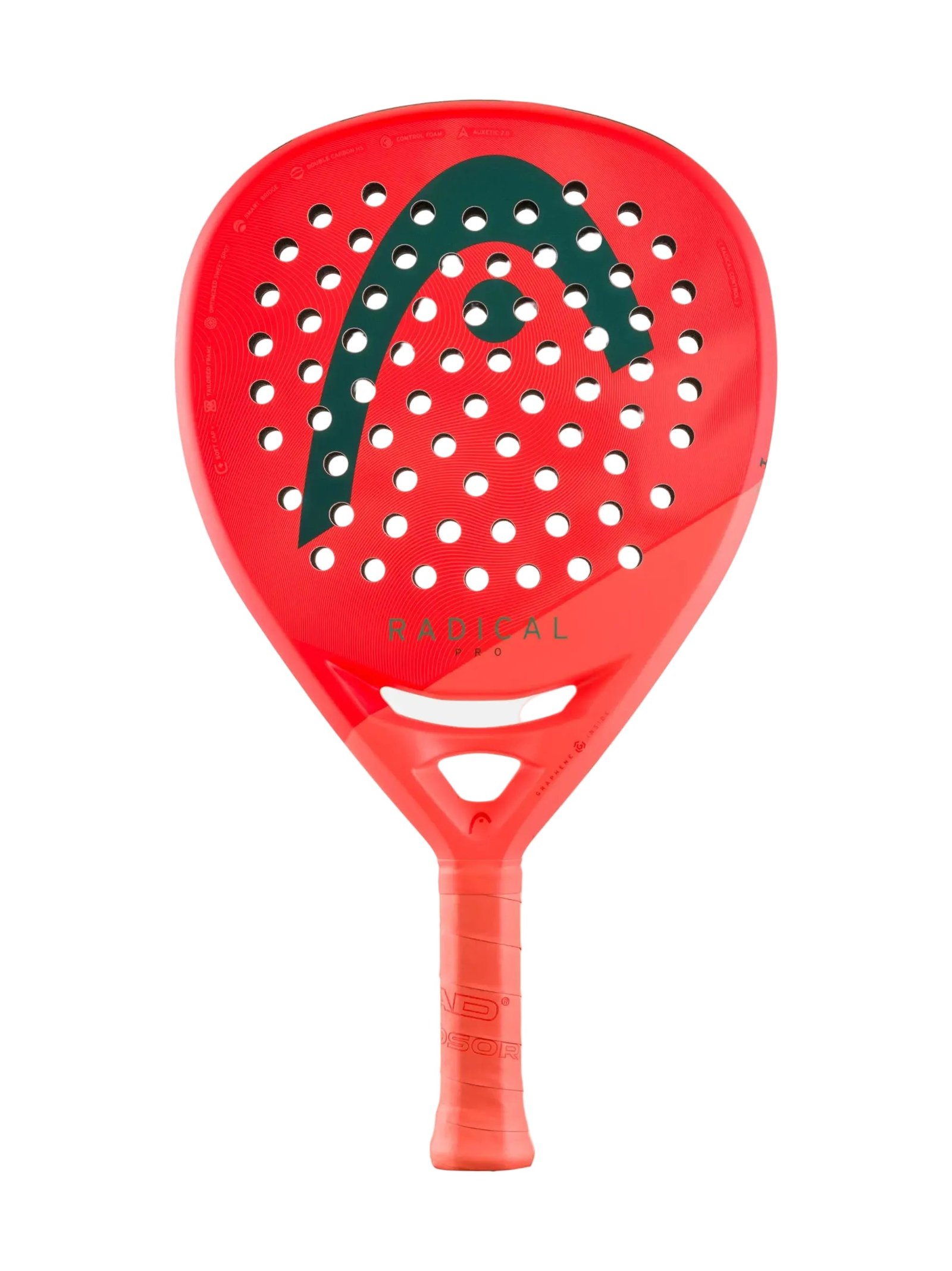 Head Radical Pro 2026 padel racket in red with teardrop shape and Double Carbon face