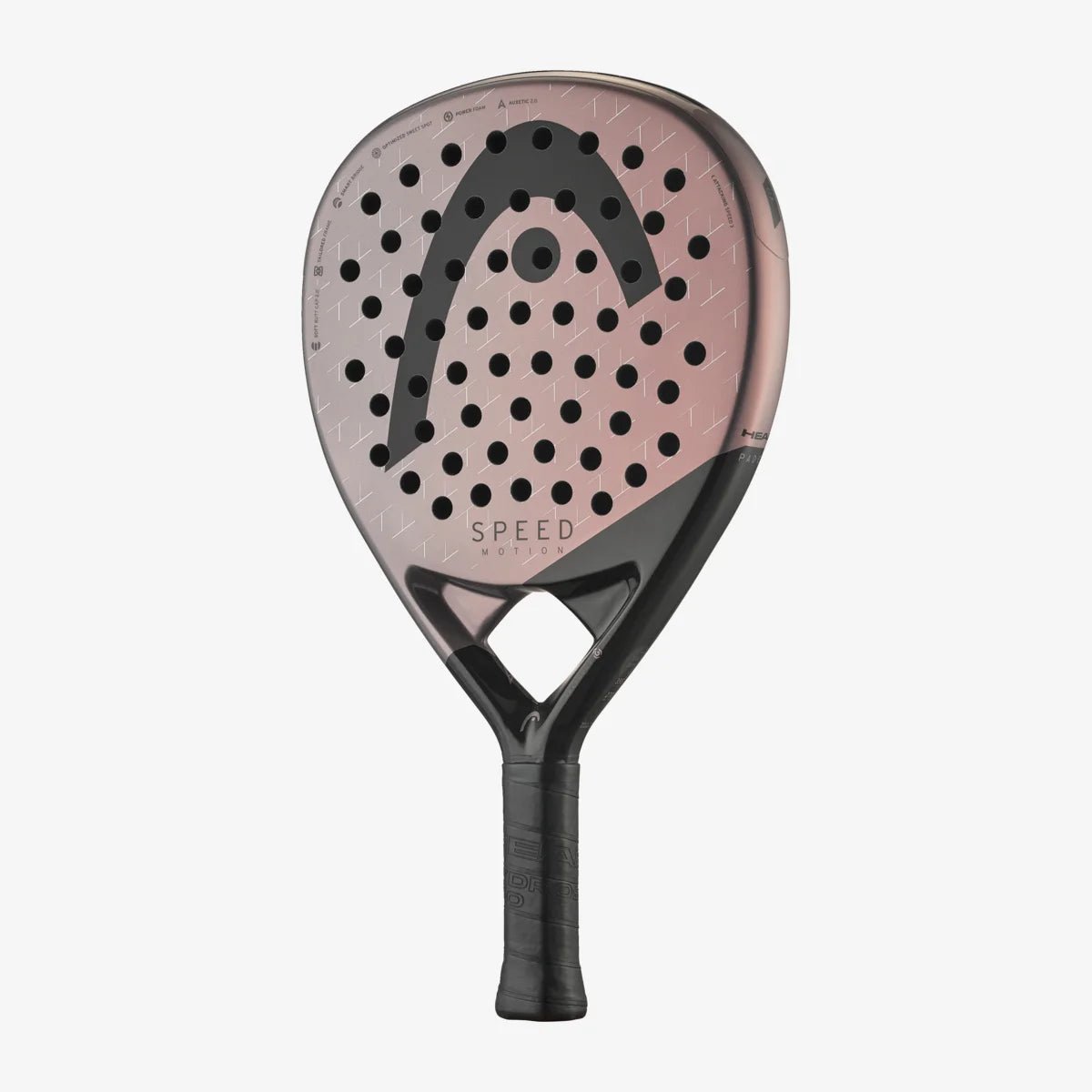 Head Speed Motion 2025 padel racket in pink and black with teardrop shape