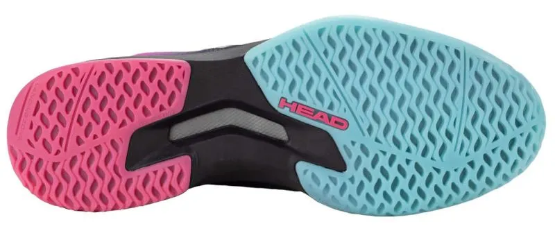 Outsole of the HEAD Sprint Pro 3.5 Indoor women's squash shoe in teal and pink