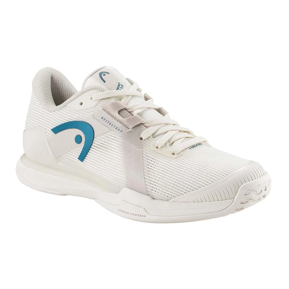 HEAD Sprint Pro 4.0 Pickleball women's shoe in Chalk White and Twilight Blue, side view