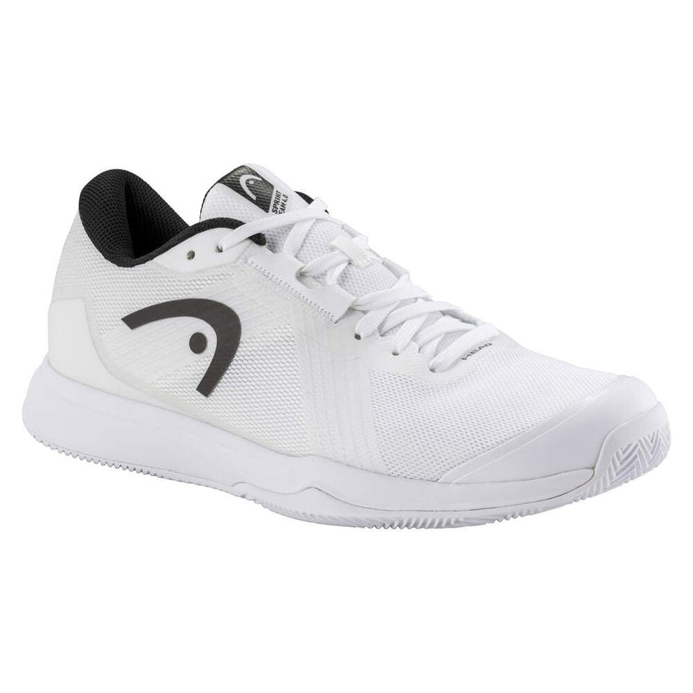 HEAD Sprint Team 4.0 lightweight beginner tennis shoe in white with a low-profile sole and hybrid outsole tread