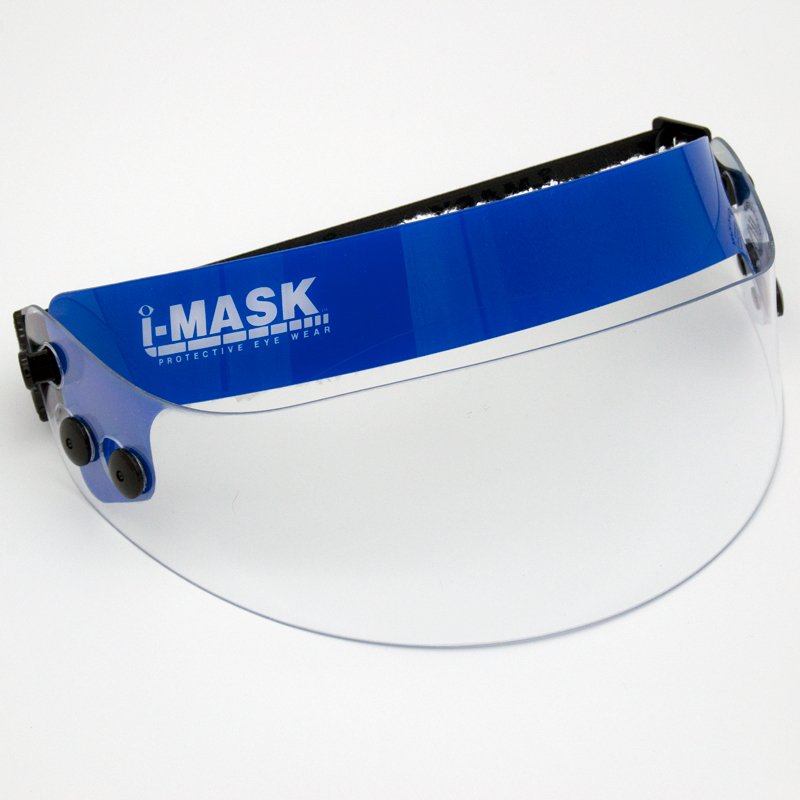 i-Mask full-face squash visor with clear polycarbonate shield worn over glasses