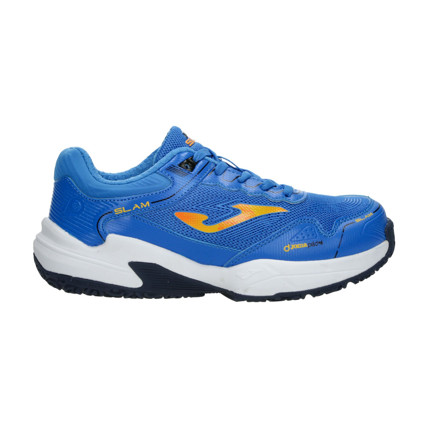 Joma Slam Junior padel shoe in royal blue, side view