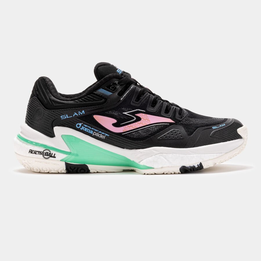 Joma Slam Lady 25 women's padel shoe in black, side view