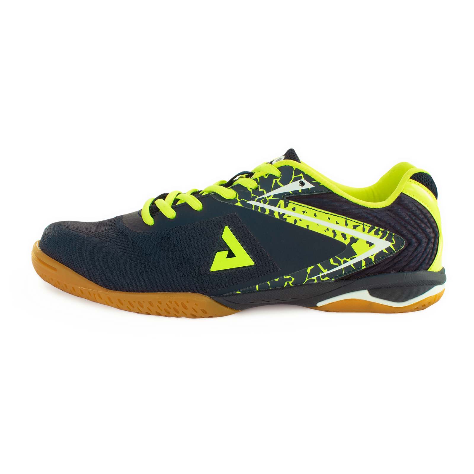 JOOLA Pro Blast competition table tennis shoe in navy and lime with a low gum-style sole