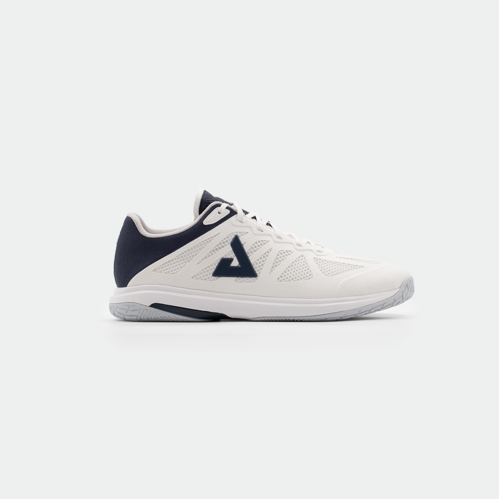JOOLA SM4SH table tennis shoe in white and navy with sandwich mesh upper