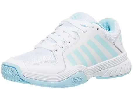 K-Swiss Court Express Pickleball women's shoe in White and Blue, side view