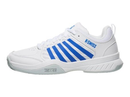 K-Swiss Court Express 2 classic leather beginner tennis shoe with a non-marking Aosta 7.0 rubber outsole