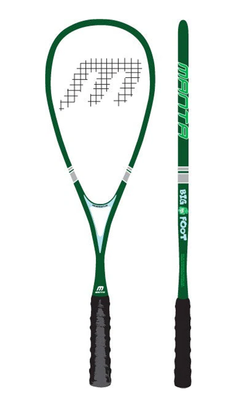Manta Big Foot squash racket — 100% carbon frame with a 490 cm² head