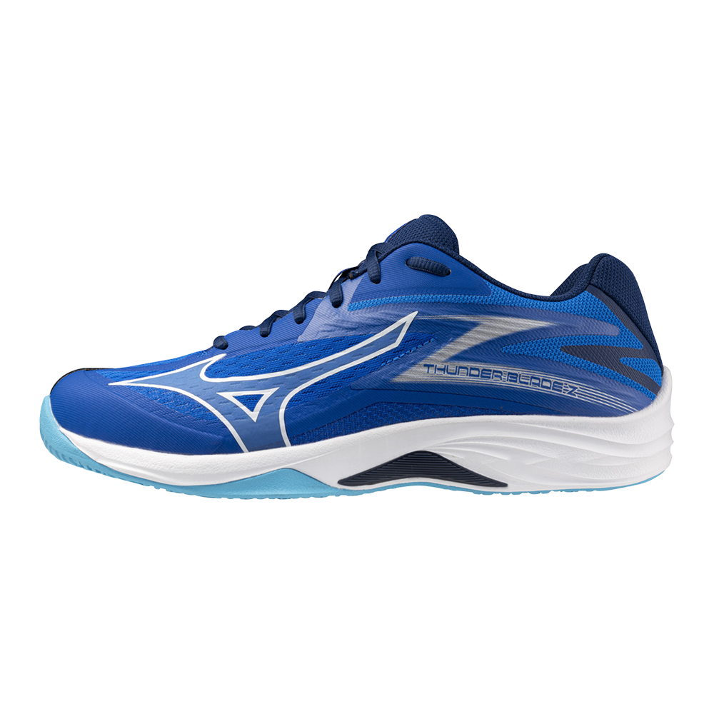 Mizuno Thunder Blade Z unisex indoor court shoe with wide outrigger forefoot