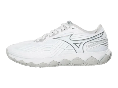 Mizuno Wave Enforce Tour 2 women's shoe in White and Silver, side view