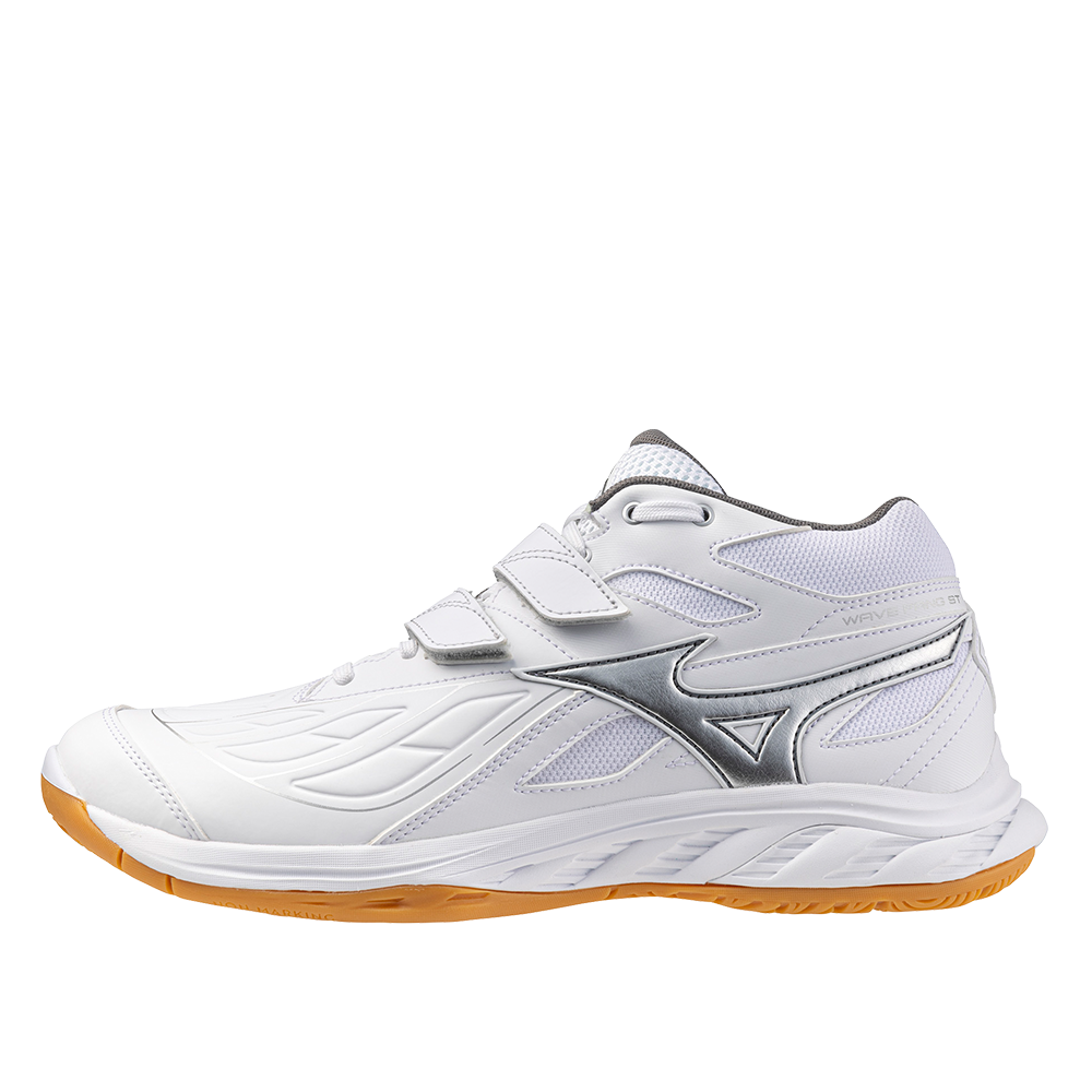Mizuno Wave Fang ST badminton shoe in white and silver
