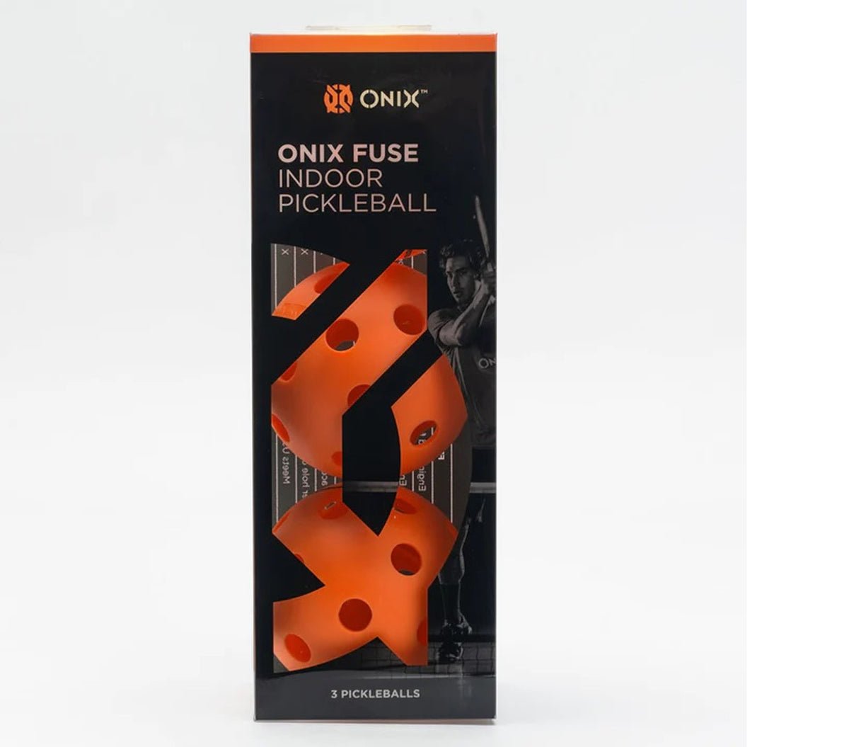 Onix Fuse Indoor pickleballs in orange with 26 larger holes
